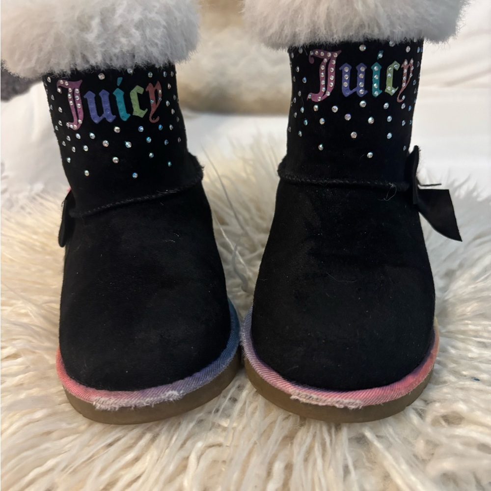 Juicy Couture Black Boots with Multicolor Accents, Girl Toddler Size 8
